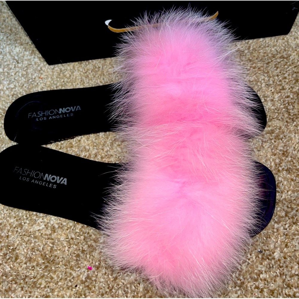 fuzzy pink slides